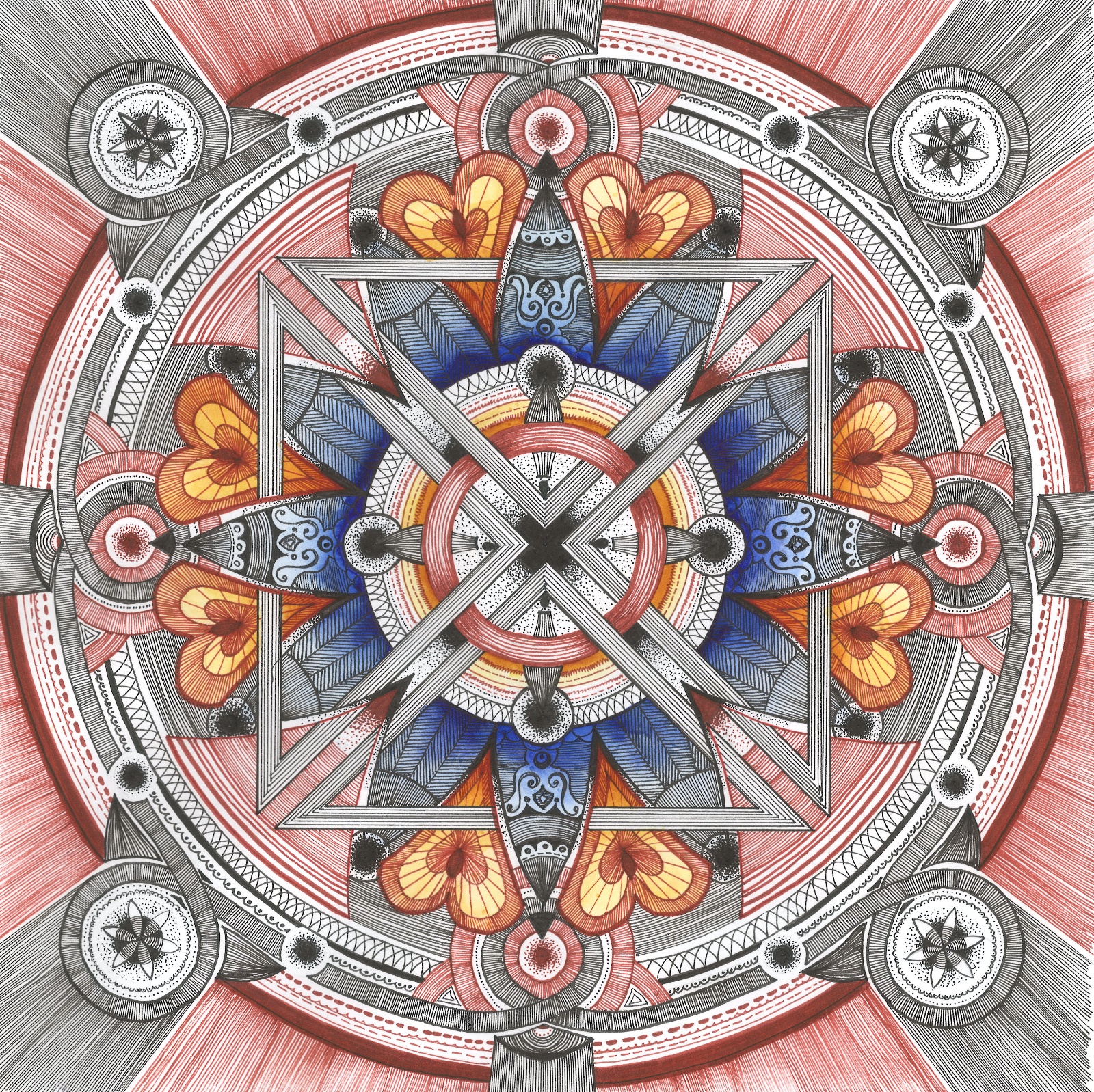LÁSKA ČO LIEČI , kolorovaná perokresba , 300x300